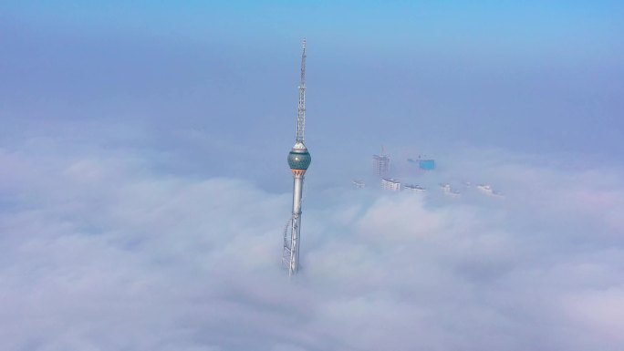 4K航拍临沂三河口云海平流雾风景