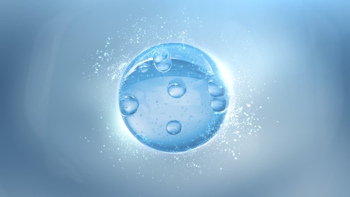蓝色化妆品粒子水珠精华细胞特写视频素材