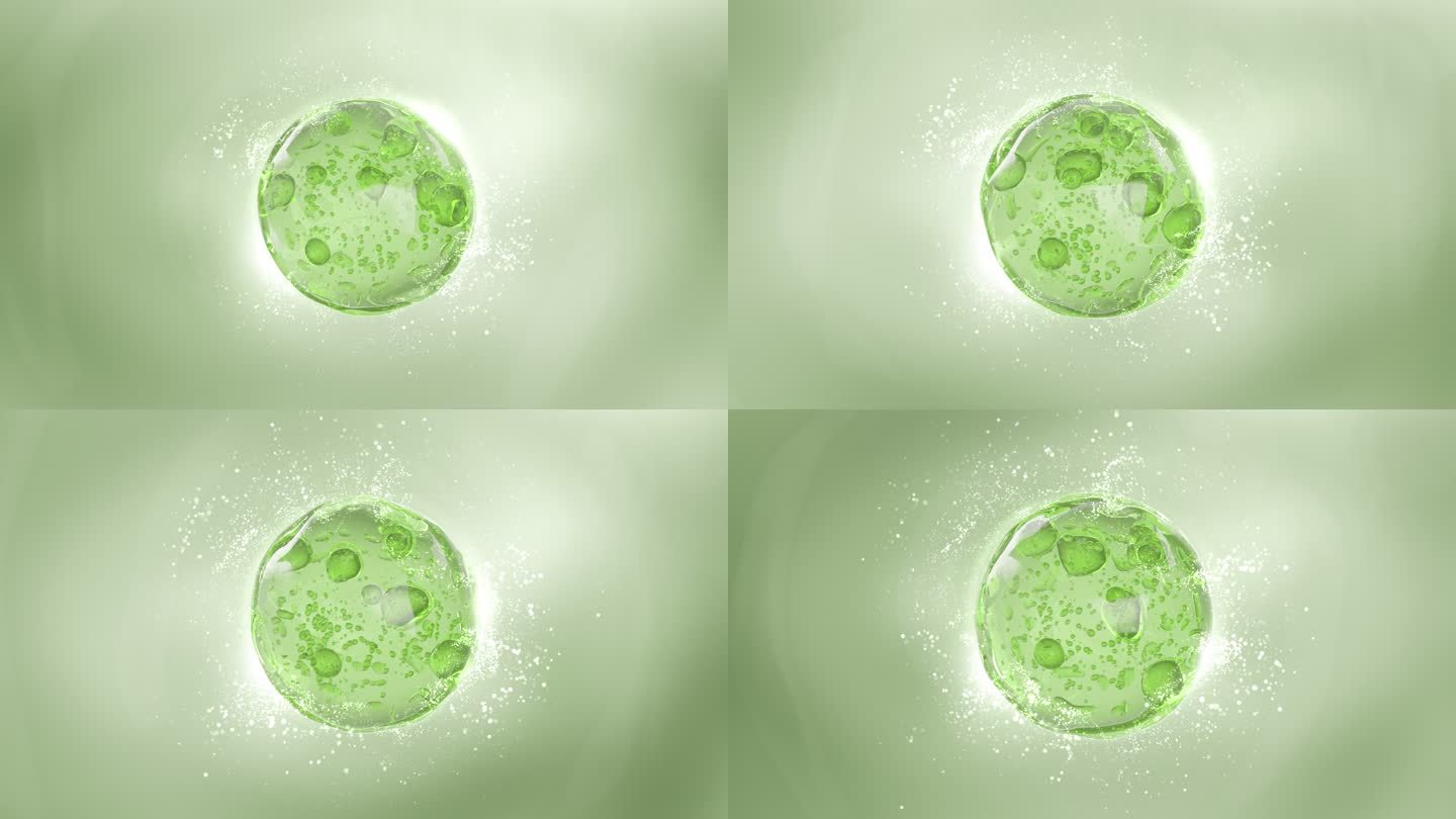 绿色细胞激活渗透化妆品粒子水珠精华素材