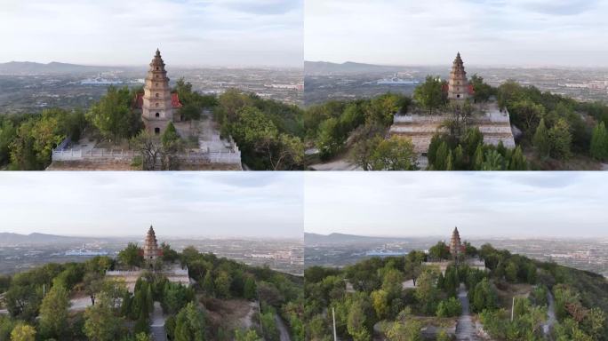 4k航拍山顶塔寺