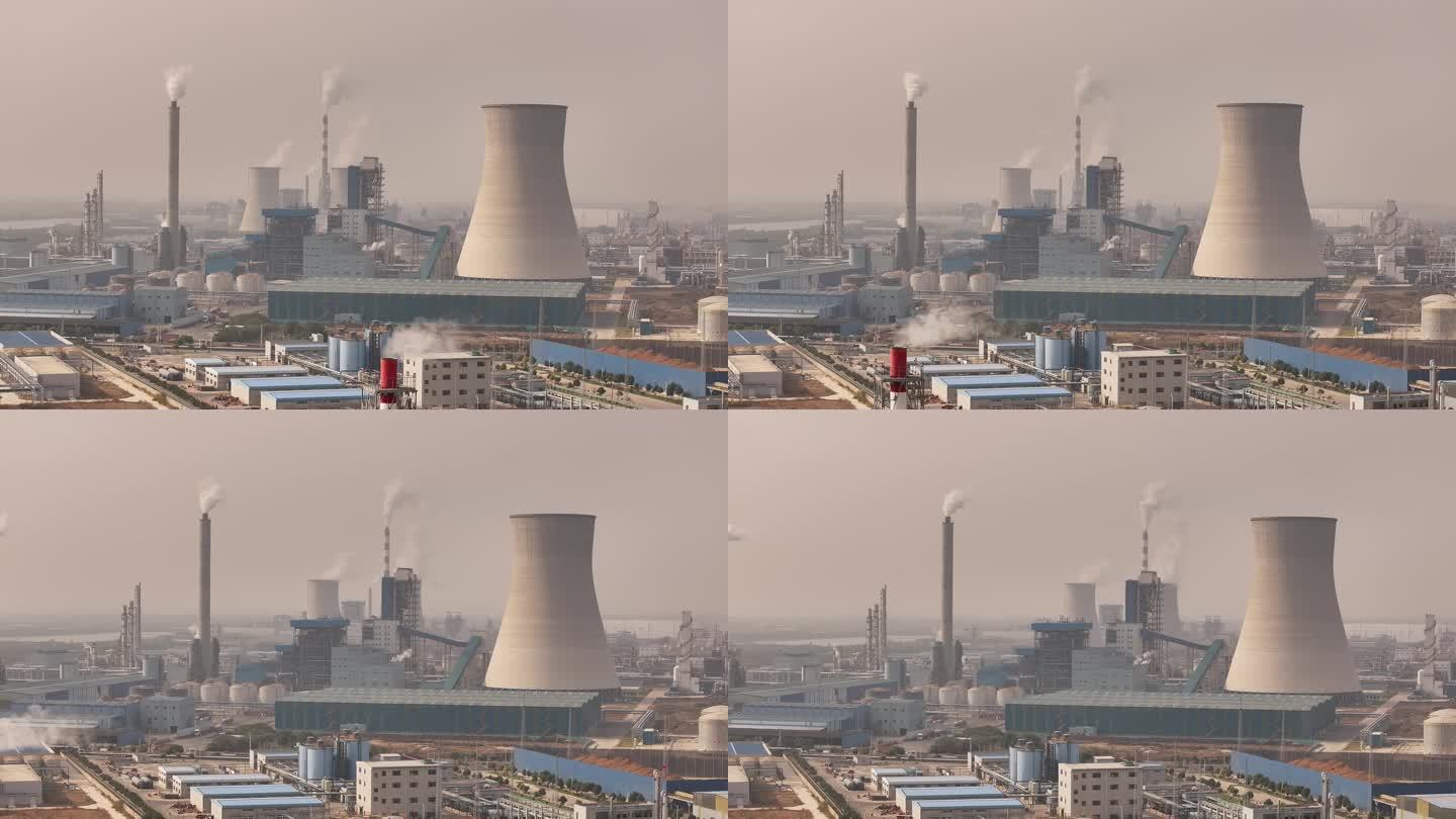 航拍 工厂 发电 污染 工业发展