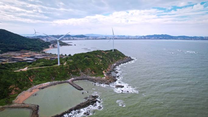 风力发电场 海角灯塔 风车 海岛风电