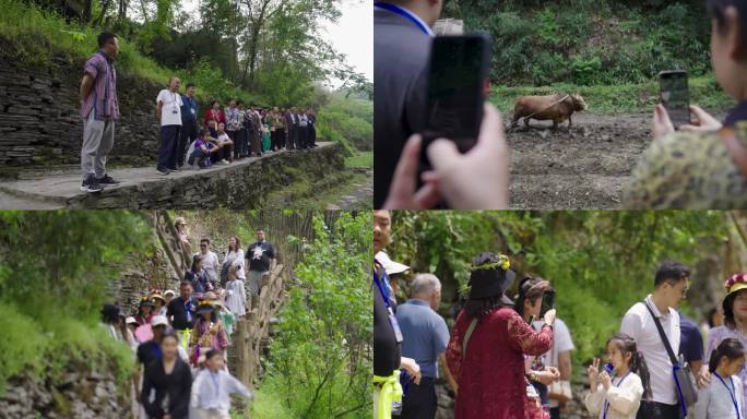 4K湘西竹山村乡村旅游游客打卡拍照合集