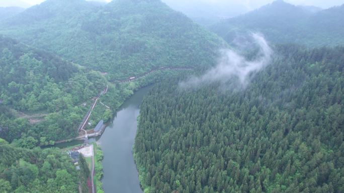 4K湖北恩施龙船水乡自然山峰河流航拍视频