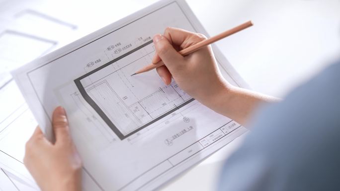 独立女性建筑设计师精英唯美铅笔画图