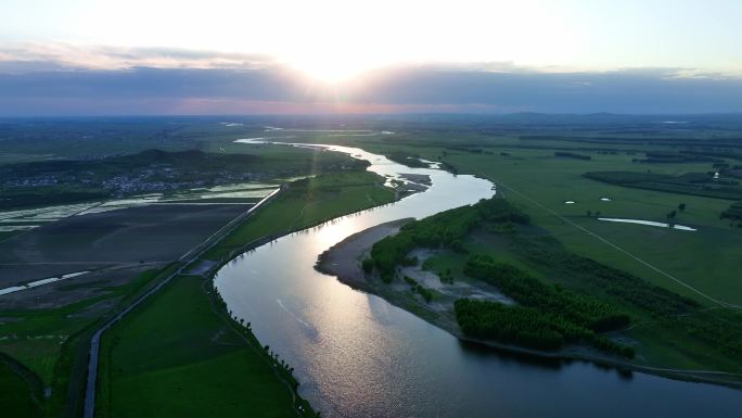 4K生态绿色辽河河流湖泊湿地