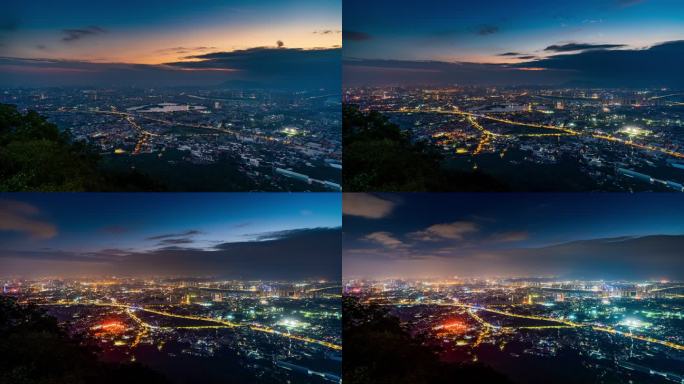 福建泉州城市夜景日转夜延时摄影