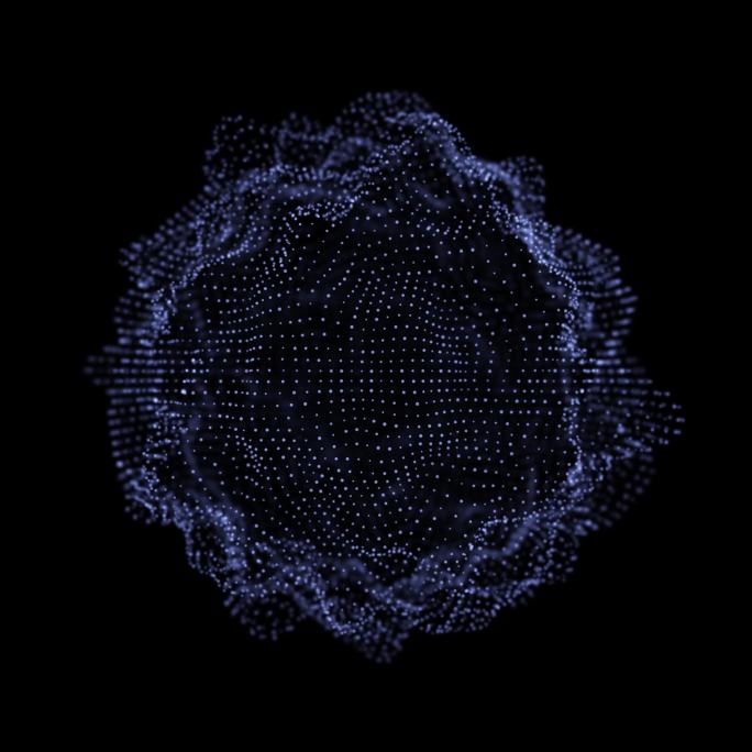 抽象科技感粒子球波动旋转 循环 透明通道