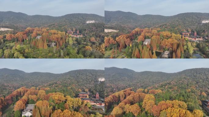 航拍襄阳习家池风景区秋天自然风光