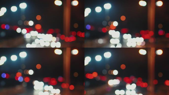 夜晚城市车流光斑意境空镜