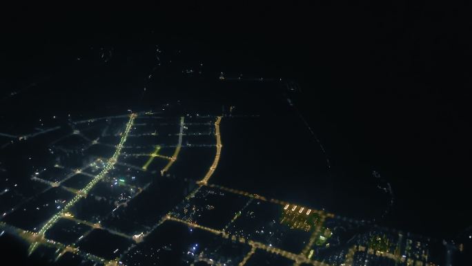 V1-036机场飞机起飞高空夜景降落
