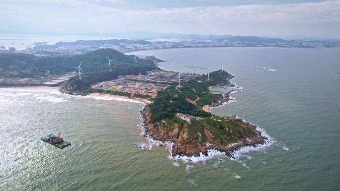 风力发电场 海角灯塔 风车 海岛风电