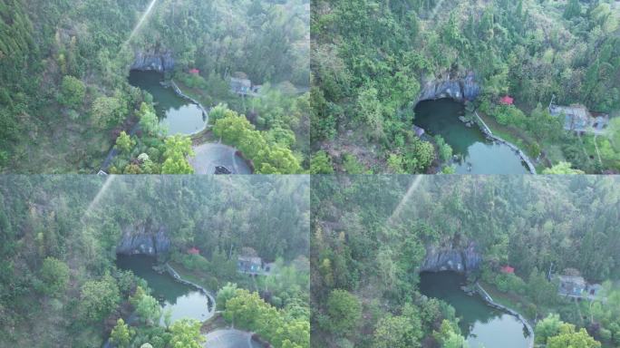 4K湖北通山隐水洞外景航拍视频