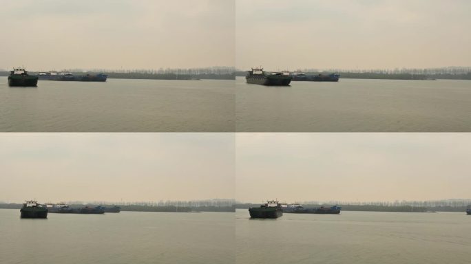 延时，湘江运输船，抛锚停靠