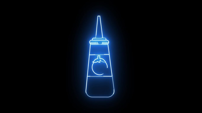 动画番茄酱瓶图标与发光的霓虹灯效果