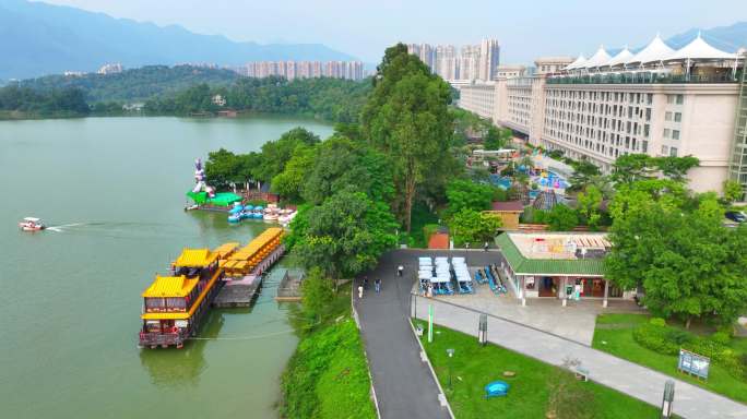 肇庆七星岩景区高空航拍游船游湖观光