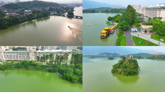 肇庆七星岩景区高空航拍游船游湖观光