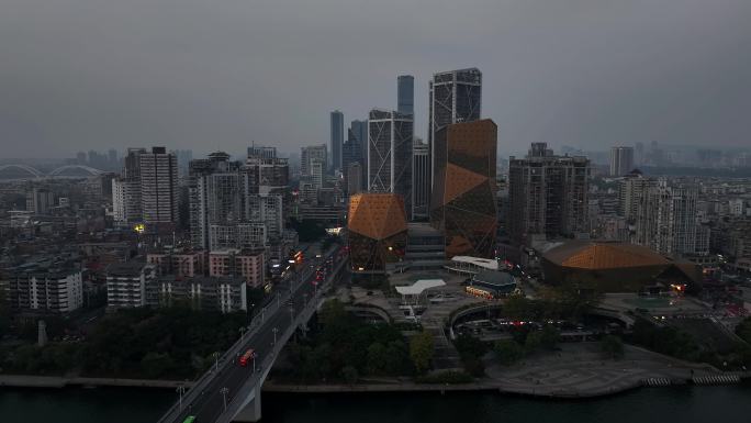 柳州风情港大厦城市高楼航拍4K60帧