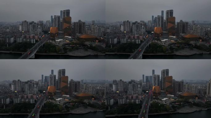 柳州风情港大厦城市高楼航拍4K60帧