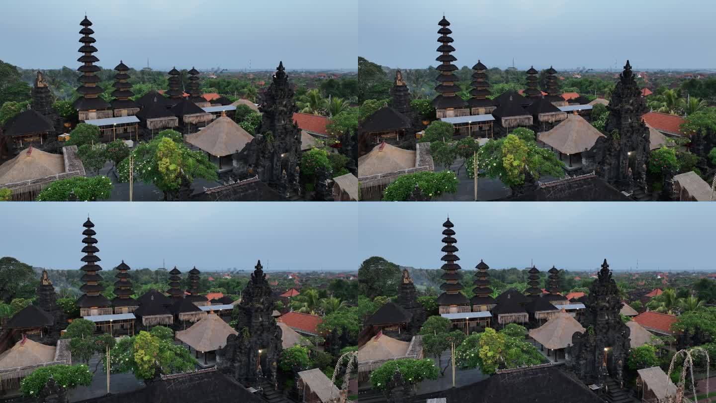 印尼巴厘岛乌布古寺庙建筑景观航拍
