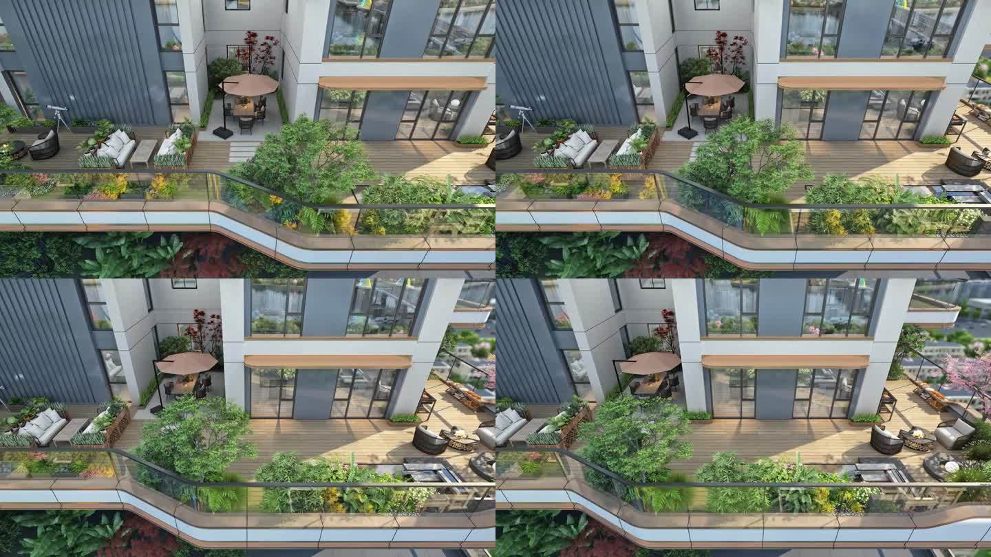 第四代建筑阳台连廊三维动画