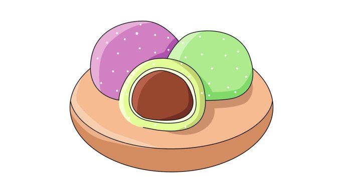 动画中形成了典型的日本料理糯米饼图标