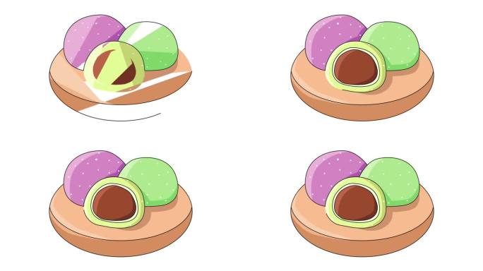 动画中形成了典型的日本料理糯米饼图标