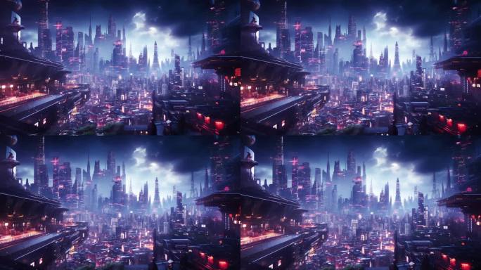 科幻赛博夜景霓虹城市未来都市舞台背景2