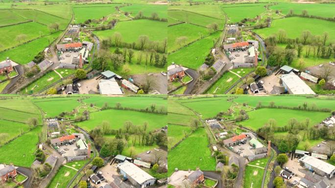 鸟瞰图中的磨坊在克拉夫米尔斯村巴利米纳县北爱尔兰安特里姆