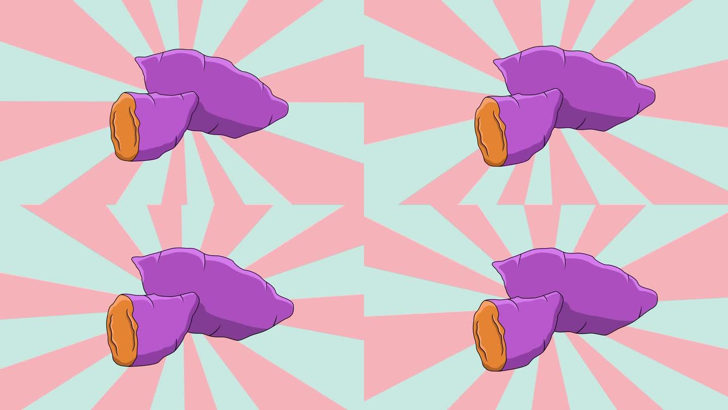 动画红薯图标与旋转的背景