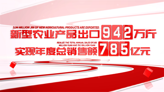 简洁红色农业扶贫文字数据展示
