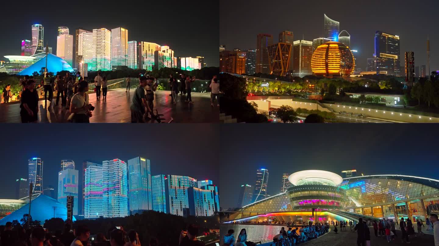 杭州城市阳台CBD夜景灯光秀3