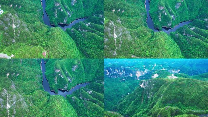 4K重庆石笋河自然地貌喀斯特航拍视频