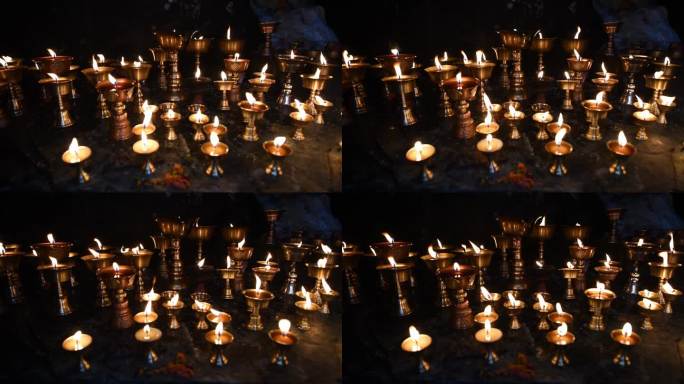 尼泊尔南摩布达创古寺点灯仪式
