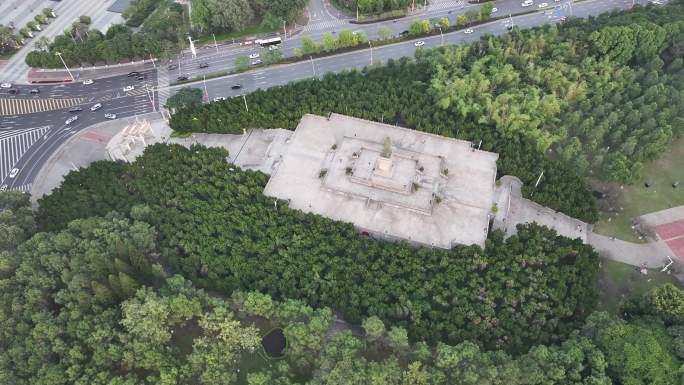 中山市孙中山故居纪念公园雕像航拍