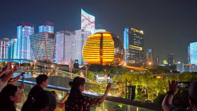 杭州城市阳台CBD夜景灯光秀5