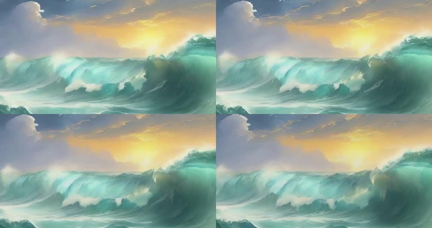 夕阳下的波浪2