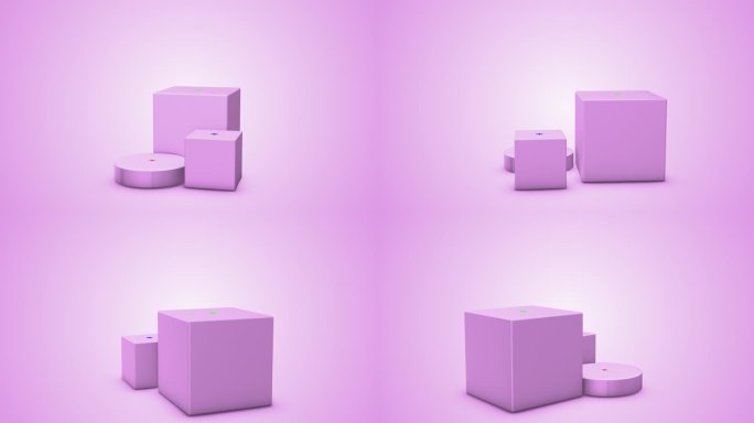3d动画讲台包装演示粉红色背景与跟踪点