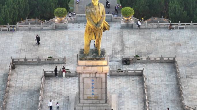 中山市孙中山故居纪念公园雕像航拍