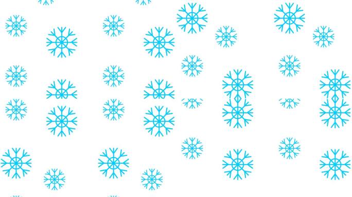 动画圣诞蓝雪背景。雪花与雪花隔离在白色背景。毛圈的视频。