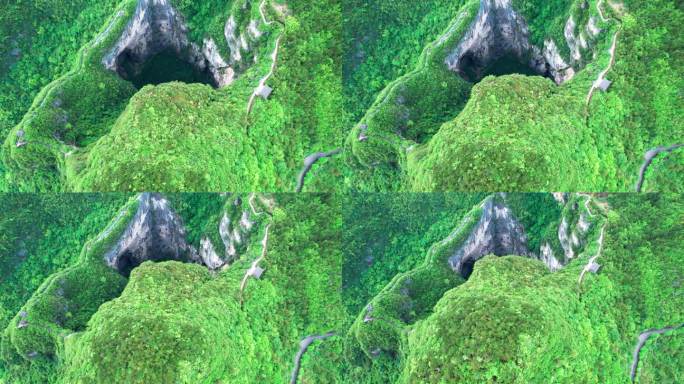 4K自然地貌峭壁天坑大溶洞航拍视频
