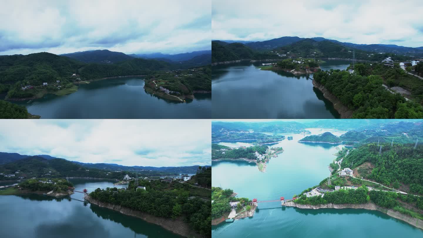 4K陕西安康瀛湖4A景区航拍视频