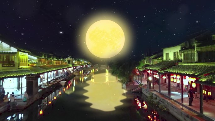 月光下的中国朗诵背景