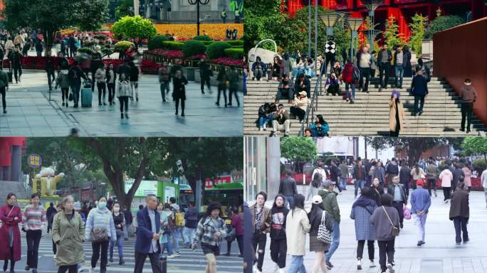 重庆解放碑广场人流行人游客
