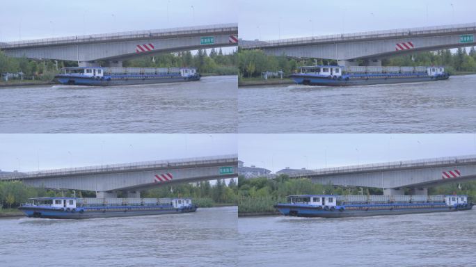 河道货船行驶4K实拍