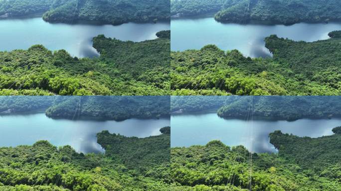 航拍深圳塘朗山户外梅林水库自然风景