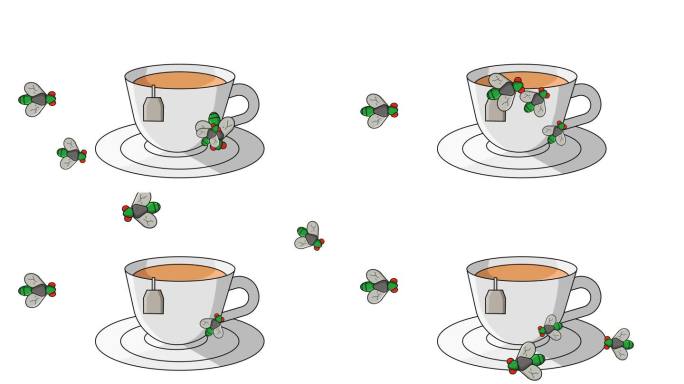 一杯咖啡被苍蝇侵扰的动画