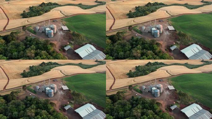 巴西一个农场的谷物储存库鸟瞰图
