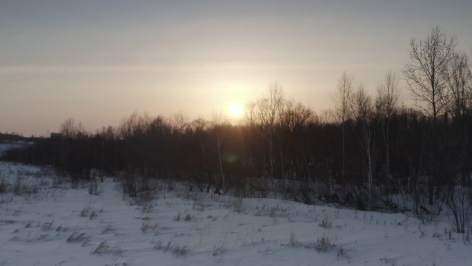 黑河雪景日出