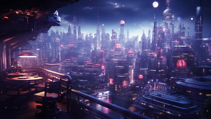 元宇宙科幻未来都市赛博场景舞台背景2